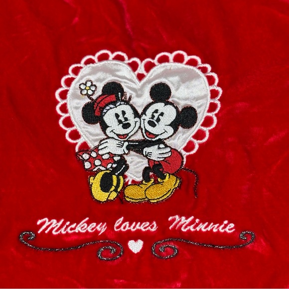 Vintage Mickey And Co Velour Top Toddler 4T Red Valentines Mickie Loves Minnie - Picture 2 of 10